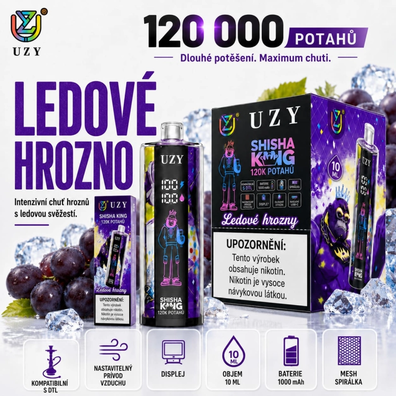 UZY Shisha Hookah King 120K Cherry Cola vape třešeň cola příchuť