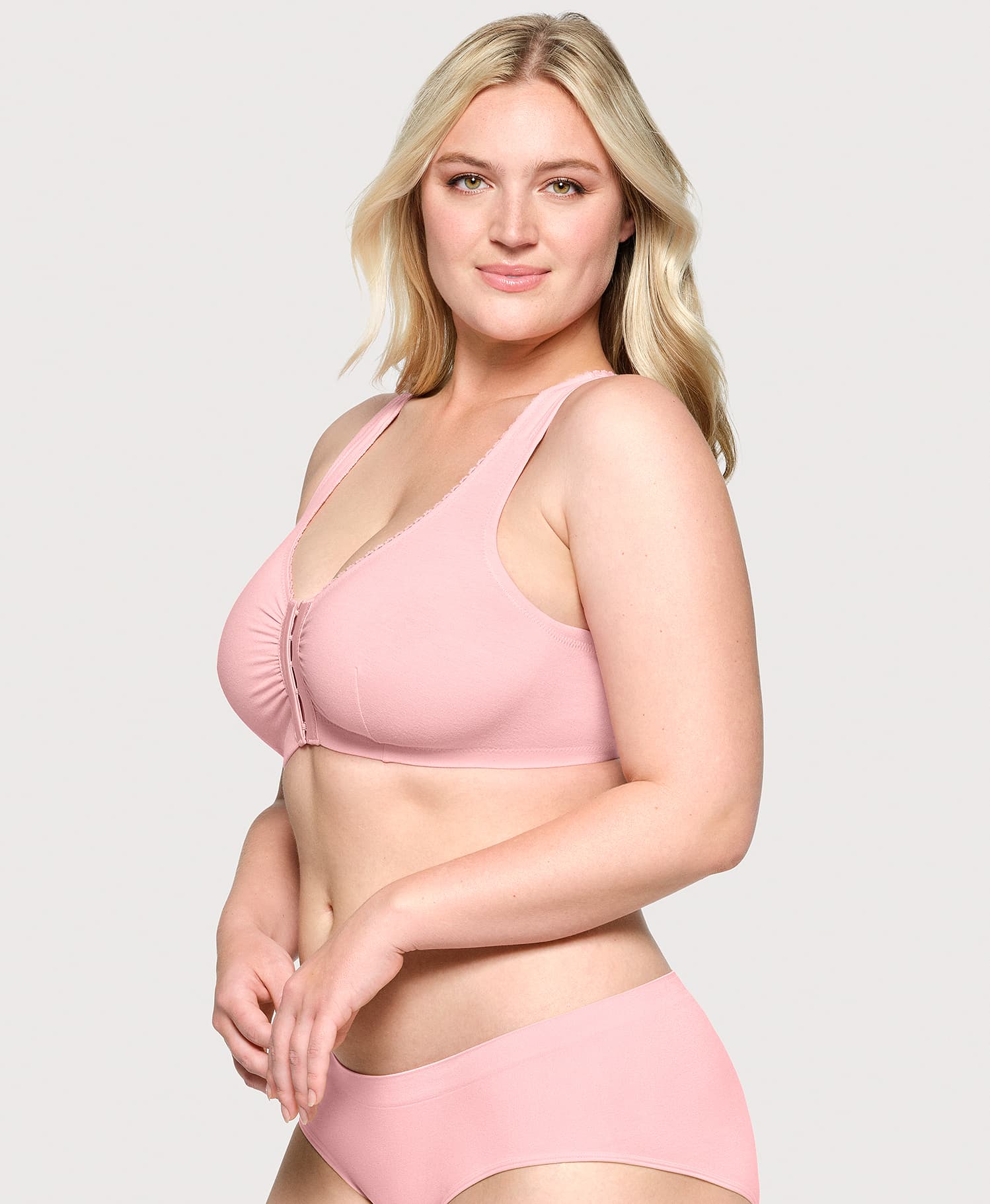 ✨Front-Closure Cotton T-Back Comfort Bra Pink Blush