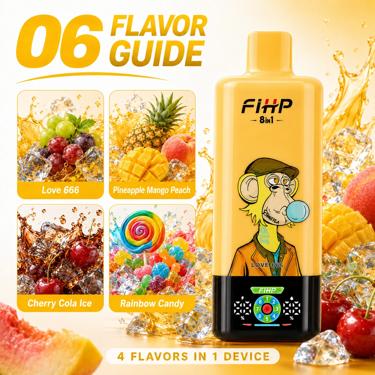 6FIHP VAPE  8in1 200K Puffs 8 Flavors Disposable Vape Wholesale