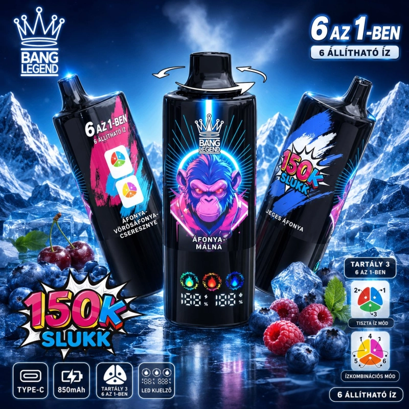 Bang Legend 150000 slukk eldobható e-cigaretta, vegyes bogyós gyümölcsök