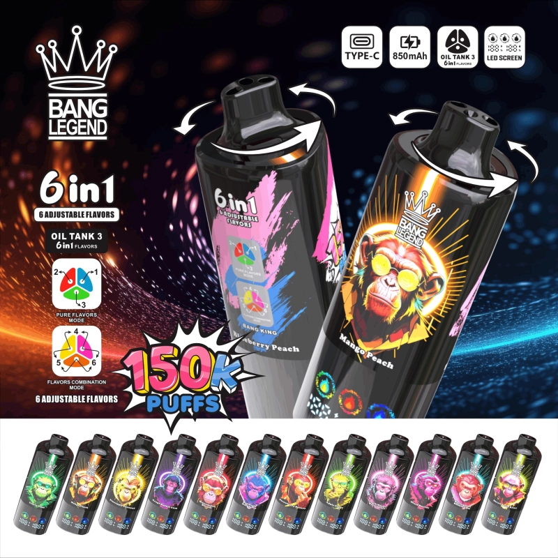 Bang Legend 150K Vape – 150,000 szippantás, 6 az 1-ben íz, okos kijelzővel