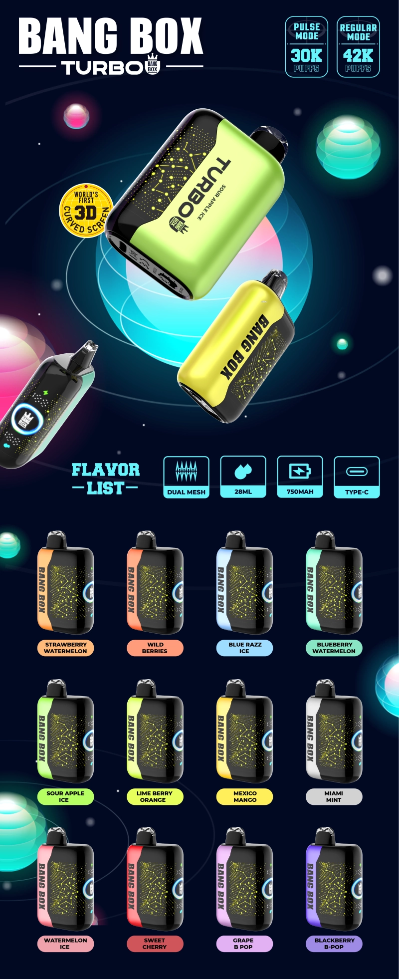 Bang Box TURBO 42000 puffs disposable starry sky electronic cigarette