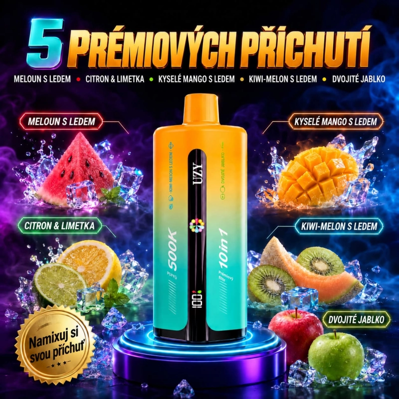 Mix ovocných příchutí UZY 10v1 s melounem, mangem, citronem a jablkem