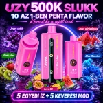 UZY 500K Penta Flavor 10 az 1-ben – jeges szőlő, eper-kiwi, jeges görögdinnye, Blue Rancher és Love 66
