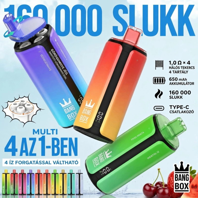 Bang Box Multi 160000 slukkos eldobható elektromos cigaretta, vegyes gyümölcs ízek