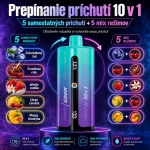 UZY 500K Penta Flavor 10 v 1 – Ľadová Čučoriedka, Čerešňová Kola, Jahoda a Vanilka, Citrón a Čerešňa, Mango a Broskyňa