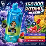 UZY 150K 6v1 jednorázová e-cigareta – Ledová borůvka, Malina s citronem, Žvýkačka s vodním melounem