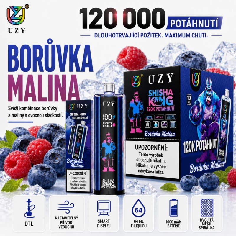UZY Shisha Hookah King 120K Pineapple Ice vape ananasová příchuť