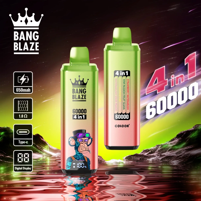 Bang Blaze® 60000 60 ezer szippantás 4 az 1-ben ízek legújabb eredeti újratölthető LCD kijelzős eldobható vape 2