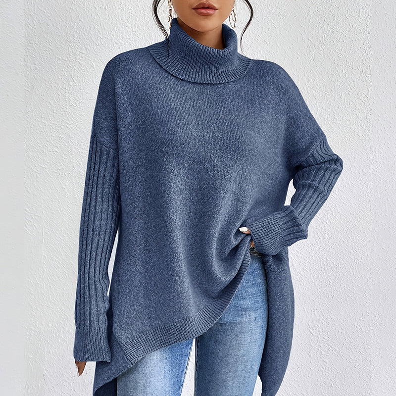 Damski sweter z golfem w jednolitym kolorze