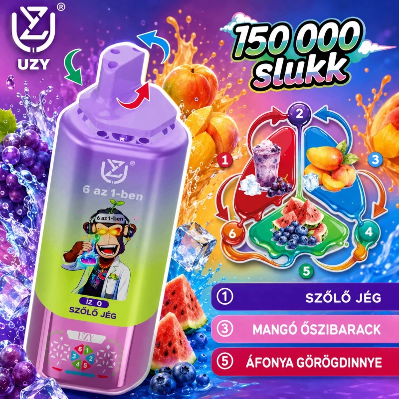 UZY 6 az 1-ben 150000 slukk eldobható vape, Vegyes gyümölcs