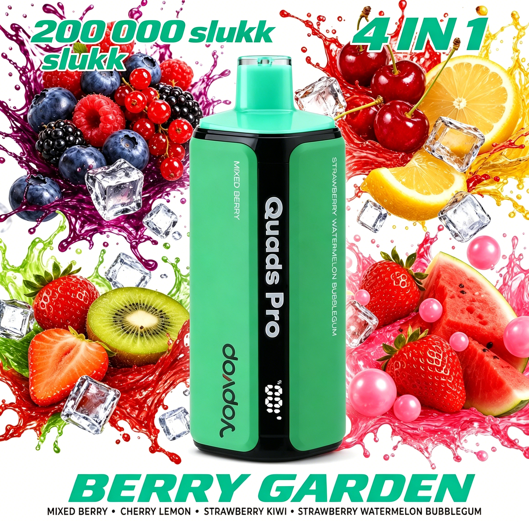 VOPVOP PRO 4 in 1 2.MIXED BERRY & CHERRY LEMON & STRAWBERRY KIWI & STRAWBERRY WATERMELON BUBBLEGUM