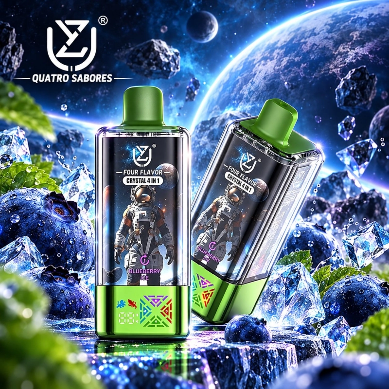 Vape descartável UZY Crystal 4 em 1 100 000 puffs com sabor Strawberry Mango e tecnologia LED