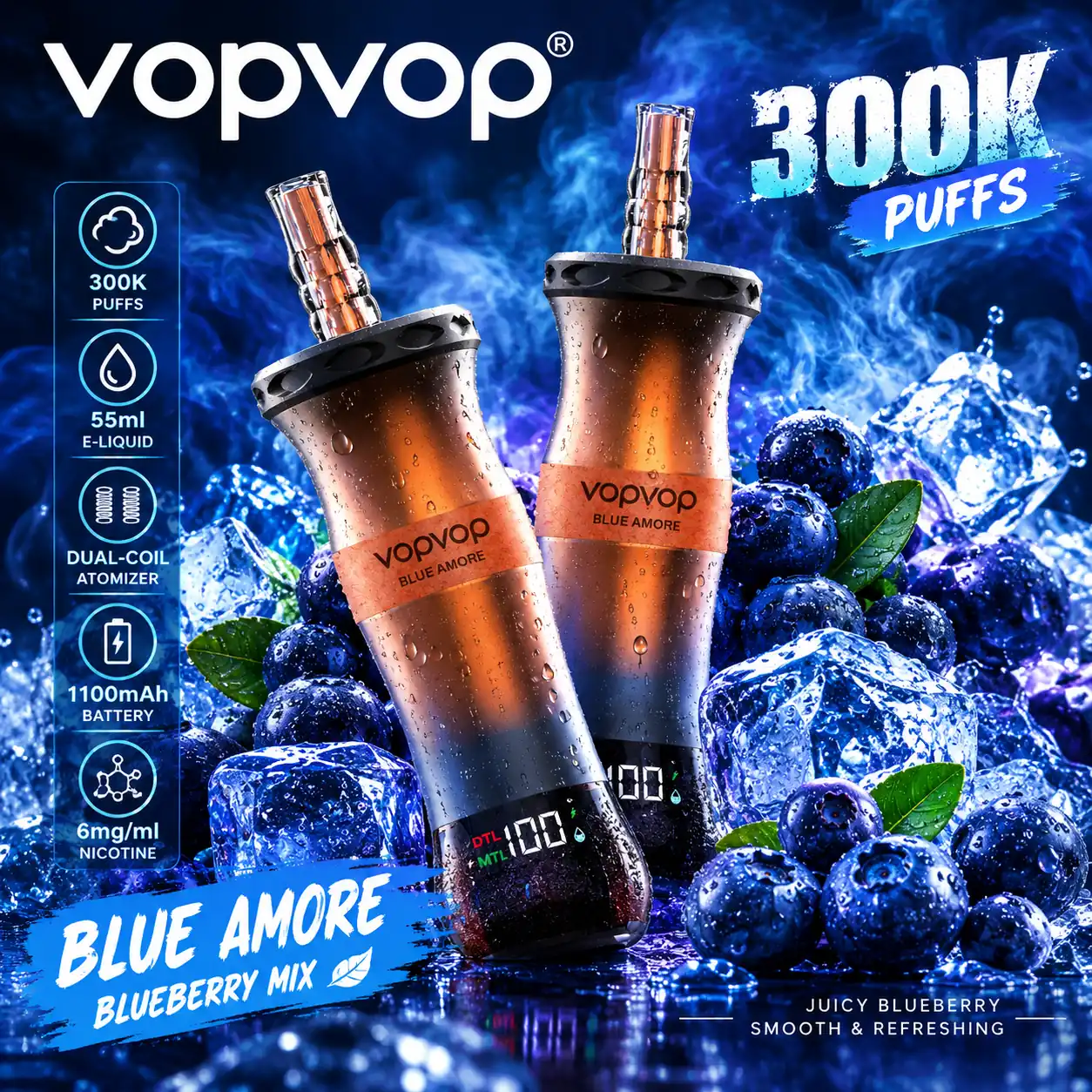 VopVop 300K Shisha Vape – 300,000 Puffs Long-Lasting Disposable Vape（The products will be shipped in 30 days.）
