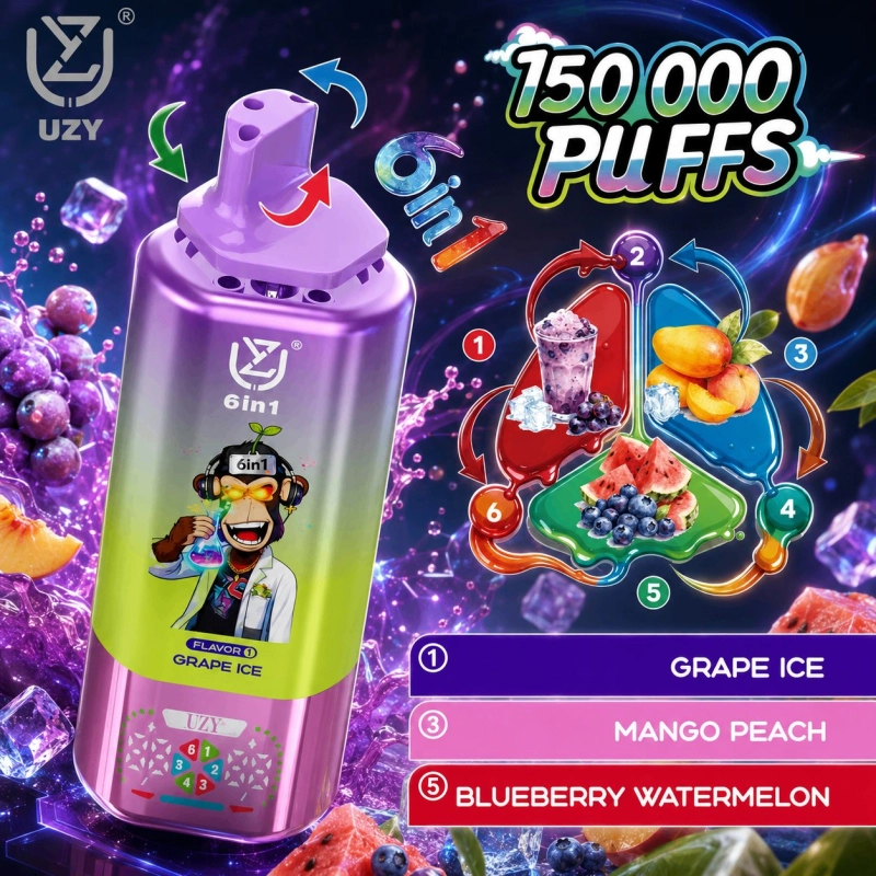 UZY 6in1 150000 Puffs Disposable, Mixed Fruit Purple