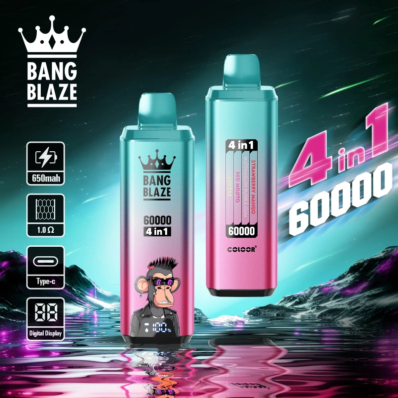 Bang Blaze® 60000 60 ezer szippantás 4 az 1-ben ízek legújabb eredeti újratölthető LCD kijelzős eldobható vape 2