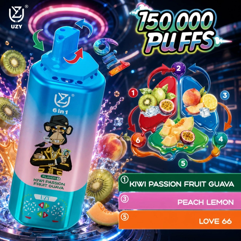 UZY 6 in 1 150000 Puffs Disposable Vape, Mixed Fruit Flavors (3)