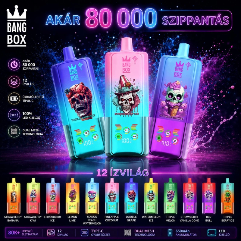 Bang Box 80000 80000 buchów Jednorazowy E-papieros, Owocowe smaki