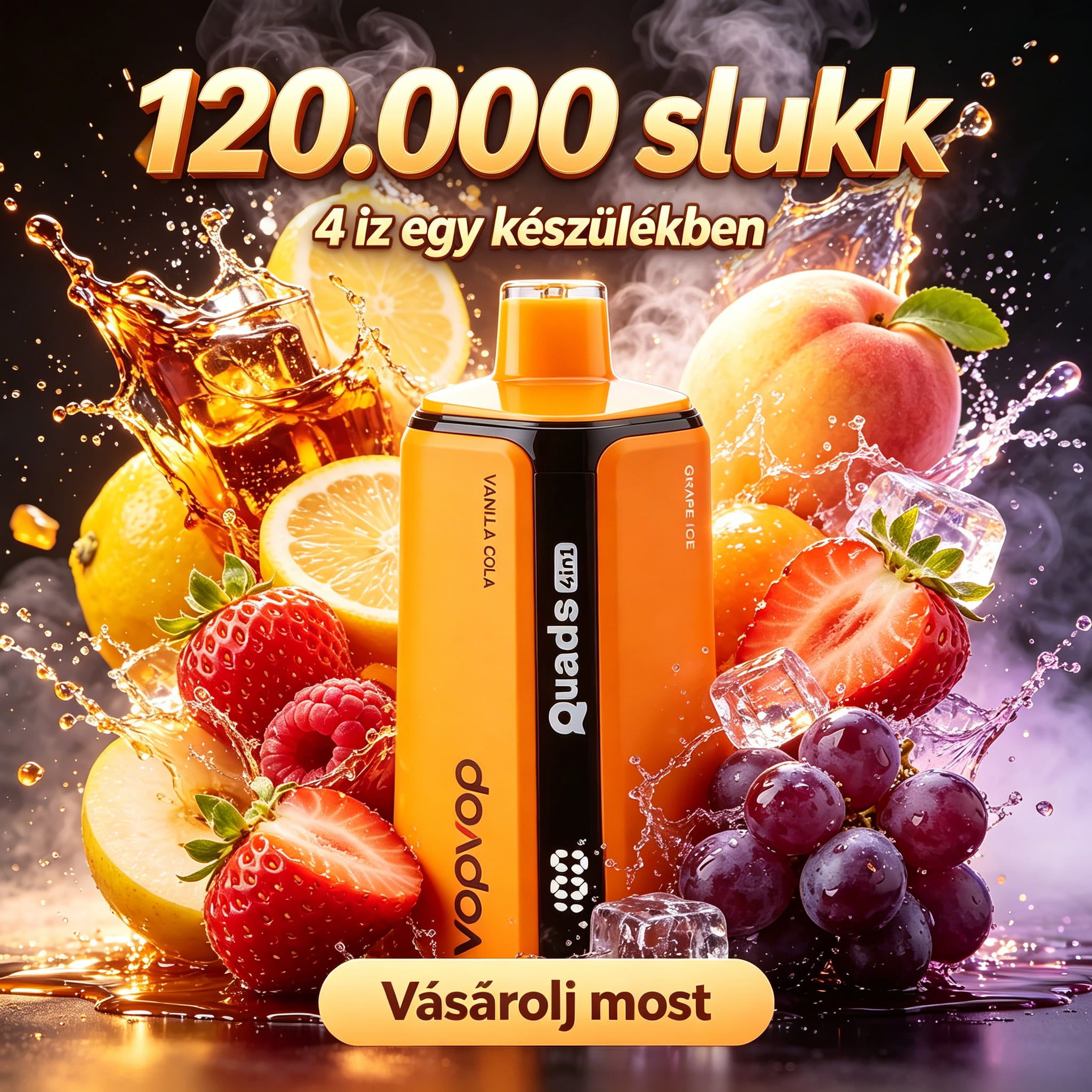120k 4in19.VANILLA COLA & LEMON PEACH & STRAWBERRY RASPBERRY CHERRY ICE & GRAPE ICE