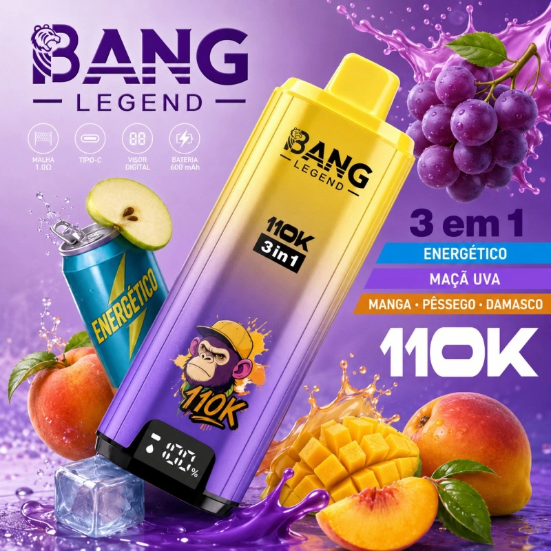 Bang Legend 110000 Puffs Vape Descartável, Energético e Frutas