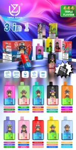 UZY Triple Flavor 60000 Puffs Vape 3 in 1 Disposable E Cigarette with Smart LED Display