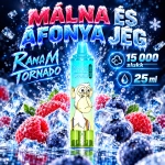 RandM Tornado 15000 Áfonya–savanyú málna jéggel – akár 15 000 slukk, 25 ml, Type-C