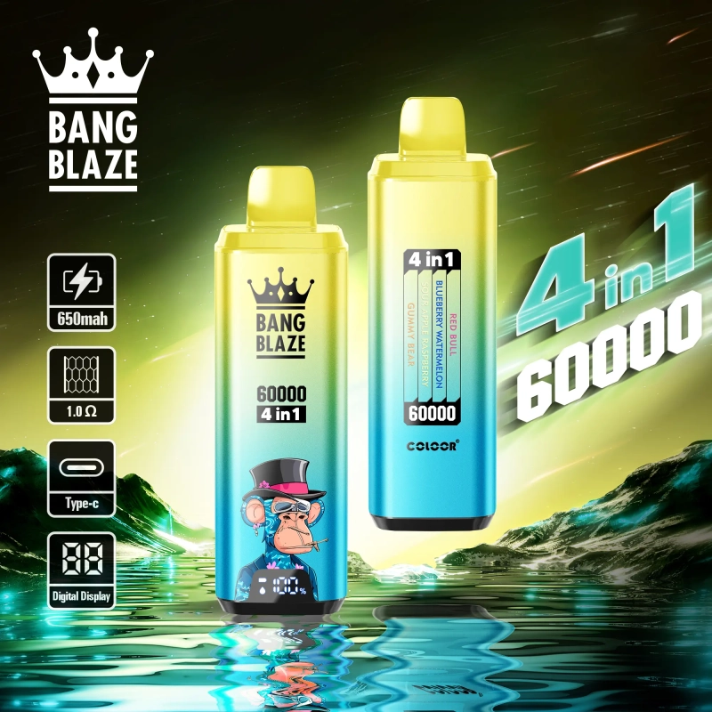 Bang Blaze® 60000 60 ezer szippantás 4 az 1-ben ízek legújabb eredeti újratölthető LCD kijelzős eldobható vape 2