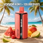 VopVop Quads 4 em 1 120.000 Puxadas Vape Descartável, Vermelho com Mix de Frutas