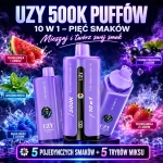 UZY 500K – truskawka i arbuz, chłodna mięta, Blue Razz z lodem, czarna porzeczka i truskawka z lodem