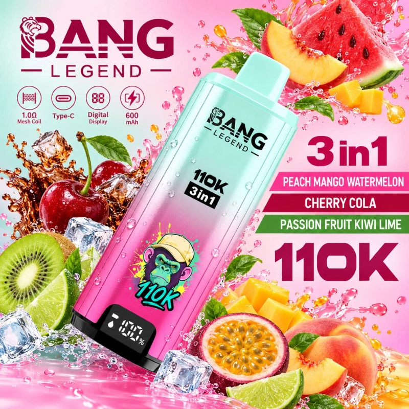 Vape descartável com morango, banana, pêssego gelado e melancia