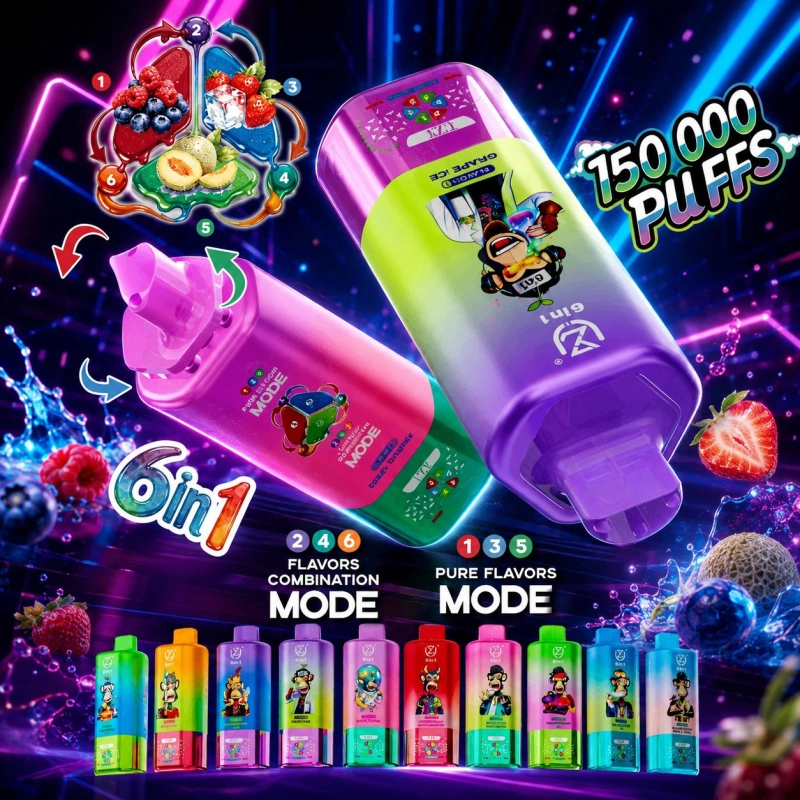 UZY 6in1 150000 Puffs Disposable Vape, Mixed Fruit Flavors