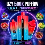 UZY 500K – wiśnia z lodem, truskawka i arbuz, kiwi i arbuz, cytryna i limonka oraz wiśniowa cola