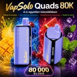 Vapsolo Quads 80K 4 az 1-ben eldobható vape – mangó-ananász, kék málna-cseresznye, görögdinnye-cseresznye és szeder-menta ízek
