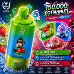 UZY 150 000 potiahnutí 6 v 1 – kombinácia príchutí jahoda s kiwi, ľadová čučoriedka a ľadová čerešňa