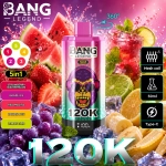 Bang Legend 120K görögdinnyefagylalt, eper-mangó, kaliforniai cseresznye, áfonyás őszibarackfagylalt és áfonyás fagylalt ízkészlet