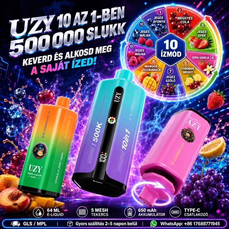 UZY 10 az 1-ben 500000 slukkos eldobható e-cigaretta, vegyes gyümölcsös