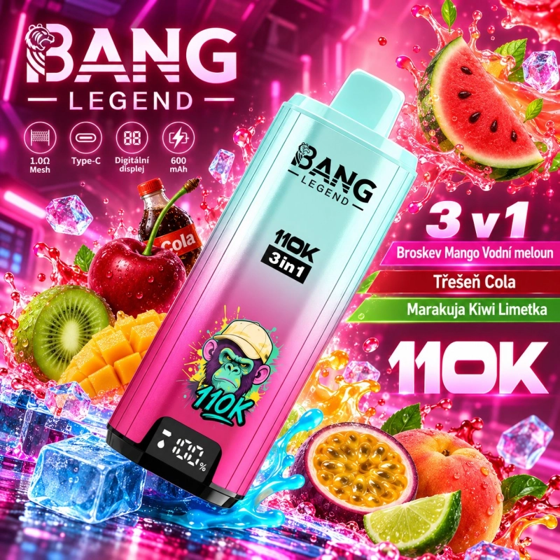 BANG LEGEND 110K 3v1 — Ledový Meloun, Jablko Hruška & Vášnivý Polibek