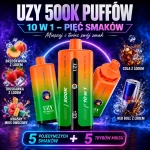 UZY 500K – brzoskwinia z lodem, truskawka z lodem, Sour Fucking Fab, cola z lodem i Red Bull z lodem