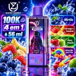 UZY Crystal 100.000 Puffs 4-em-1 vape descartável com sabores gelo de morango e melão, framboesa azul, gelo de mirtilo e framboesa, cereja e espumante
