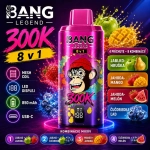 Bang Legend 300K 8v1 vape s 8 príchuťami, LED displejom, batériou 850 mAh a nabíjaním USB-C